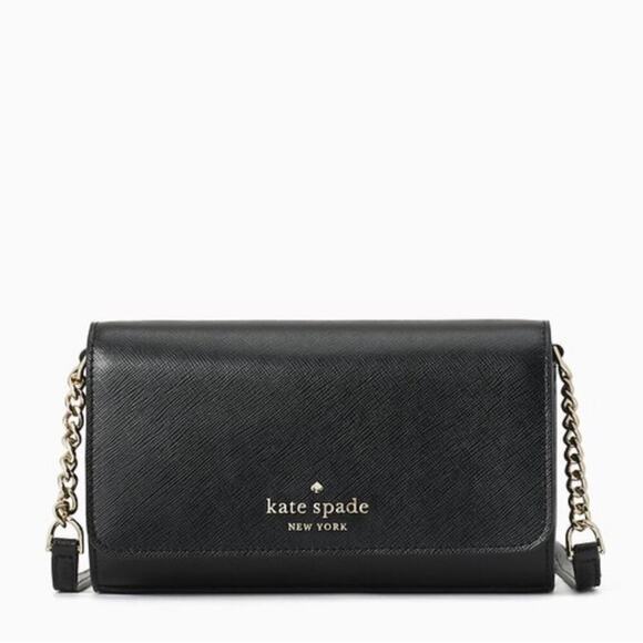 KATE SPADE Staci Small Flap Leather Crossbody in Black - Picture 2 of 15